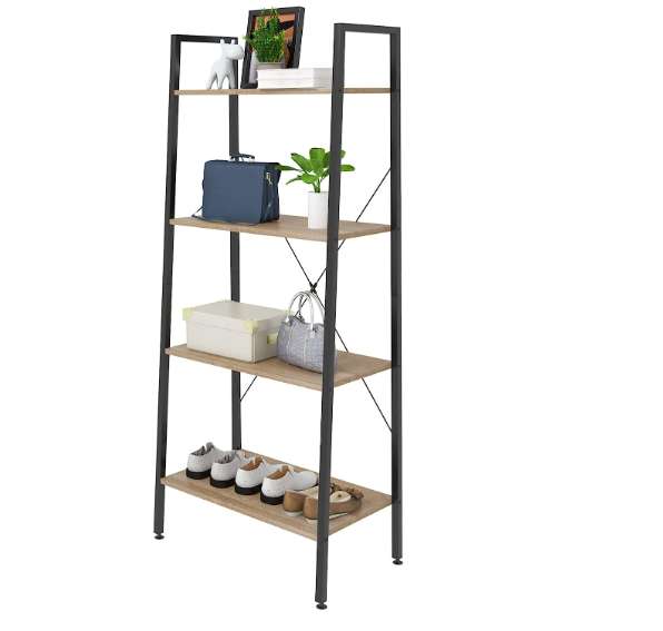 Multi Layer Metal Ladder Book Shelves Standing  Display Tall Shelf Corner Stair Shelving for Wall