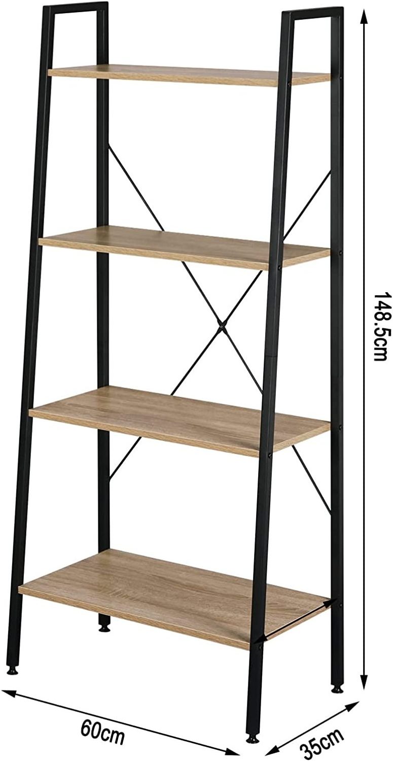 Multi Layer Metal Ladder Book Shelves Standing  Display Tall Shelf Corner Stair Shelving for Wall