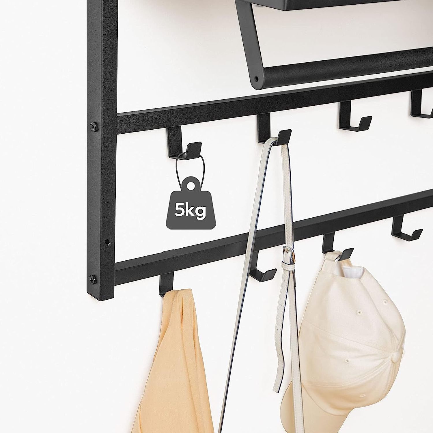 Wall Mounted Coat Rack with 10 Hooks and Shelf,Hanging Shelf for  for Hallway Living Room Bedroom Bathroom