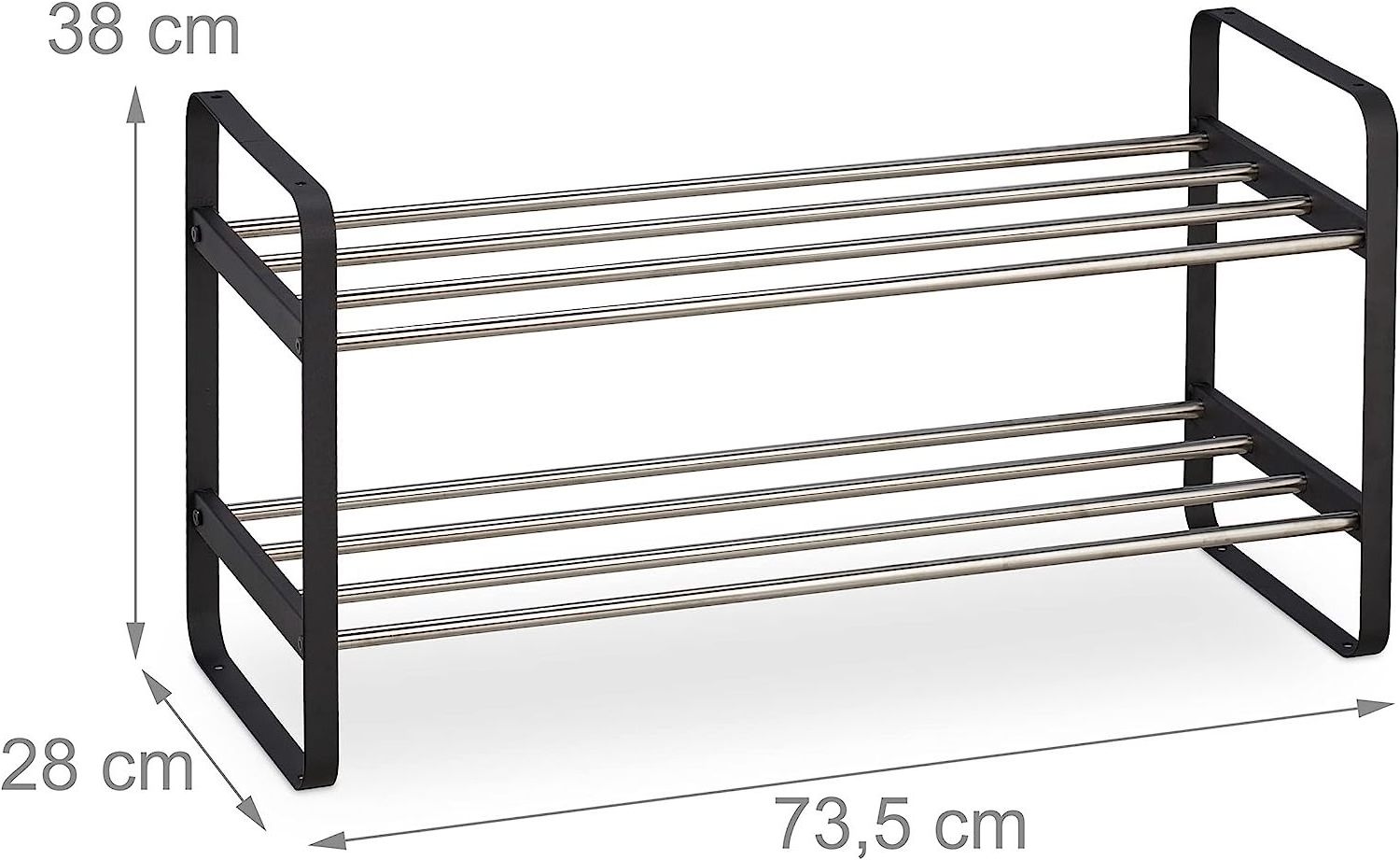 2 Tier Metal Stackable Home Shoe Rack for Entryway Hallway Open Black Silver shoe racks online