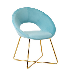 Wholesale sky blue metal legs velvet nordic dining chair for the dining room