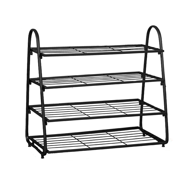 2023 Hot Sell Living Room Easy To Install 4 Tier Shoe Storage Cabinet Black Plastic Shoe Rack Organizer for Home