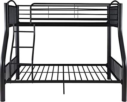 Metal Black Powder Coated Twin Over Full Bunk Bed with Ladder