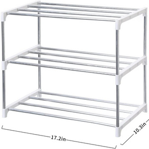 Metal 3 Tier Stackable Small Shoe Rack Storage Organizer for Home Entryway Hallway