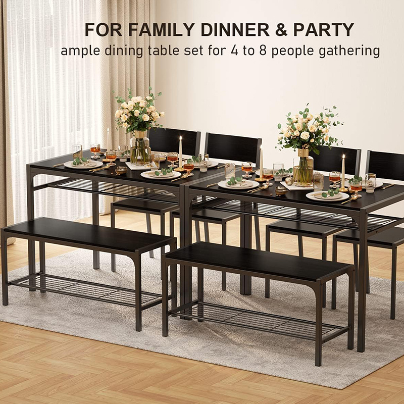 Apartment 4 Piece Dining Table Set for Small Space Kitchen Table and 2 Chairs for 4 with Bench