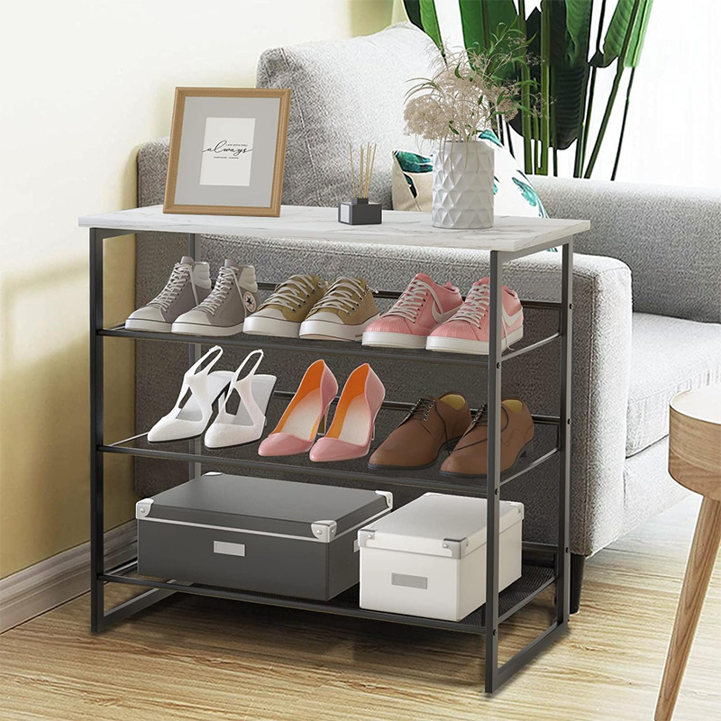 Modern wood shoe racks Multi-Purpose Adjustable Flat and Slant Storage Rack Shoe Shelf 4 tier shoe storage rack for home