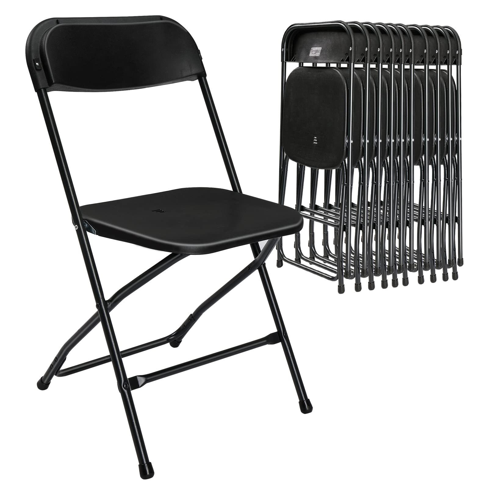 Indoor Outdoor Portable Stackable Commercial Seat with Steel Frame  Pack Black Plastic Folding Chair