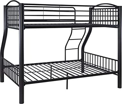 Metal Black Powder Coated Twin Over Full Bunk Bed with Ladder