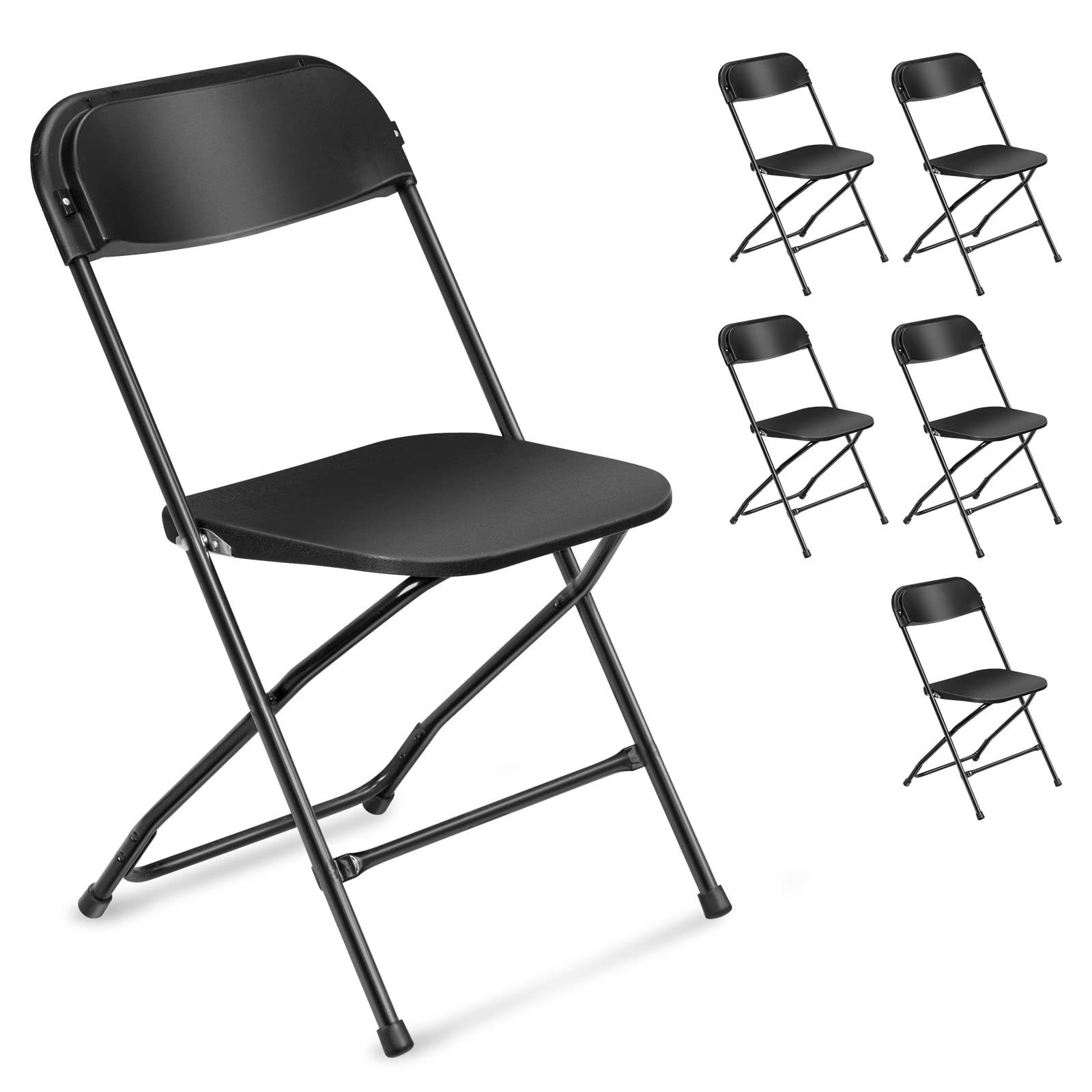 Indoor Outdoor Portable Stackable Commercial Seat with Steel Frame  Pack Black Plastic Folding Chair