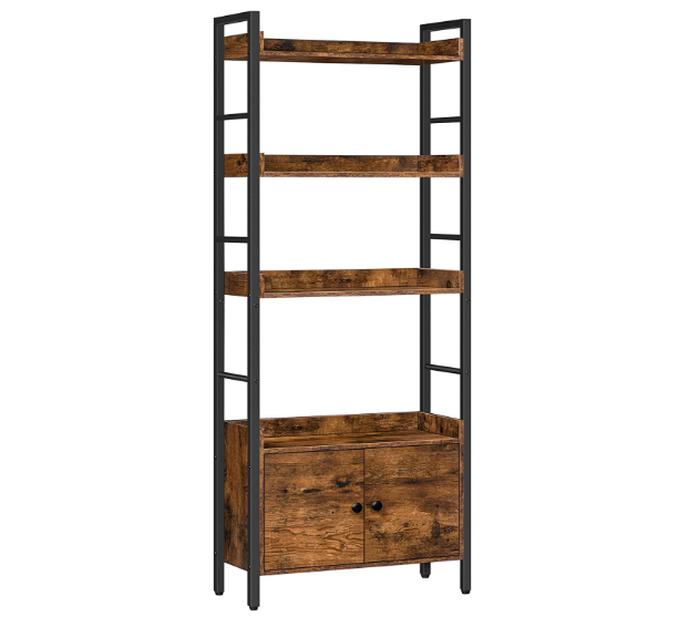 4 Tier Industrial Design Bookcase,Standing Book Shelf for Living Room, Office Kitchen Study Hallway Books Storage Rack