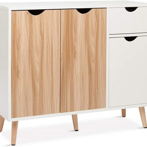 Wood Sideboard Cabinet Chest of Drawers with 3 Doors for Living Room Bedroom Hallway