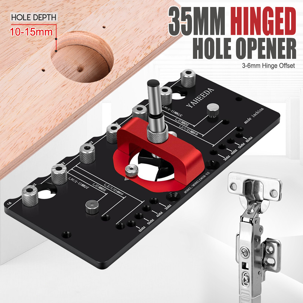 35mm Concealed Hinge Jig Aluminum Drill Guide 3-6mm Hinge Offset for Shelves Cabinet Wardrobe Handle