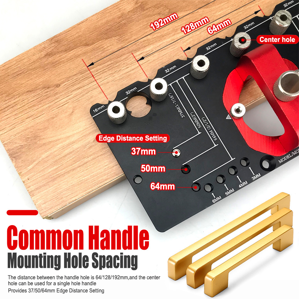 35mm Concealed Hinge Jig Aluminum Drill Guide 3-6mm Hinge Offset for Shelves Cabinet Wardrobe Handle