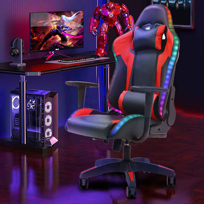 Red Gaming Chair for Computer PC Game Massage Chair Fashionable Lift Chair Synthetic Leather