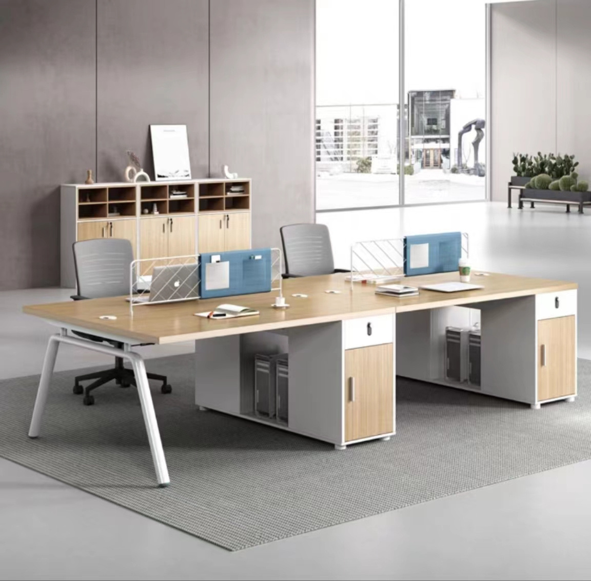 Office desk and chair combination simple modern staff simple office office furniture 2/4 person computer desk