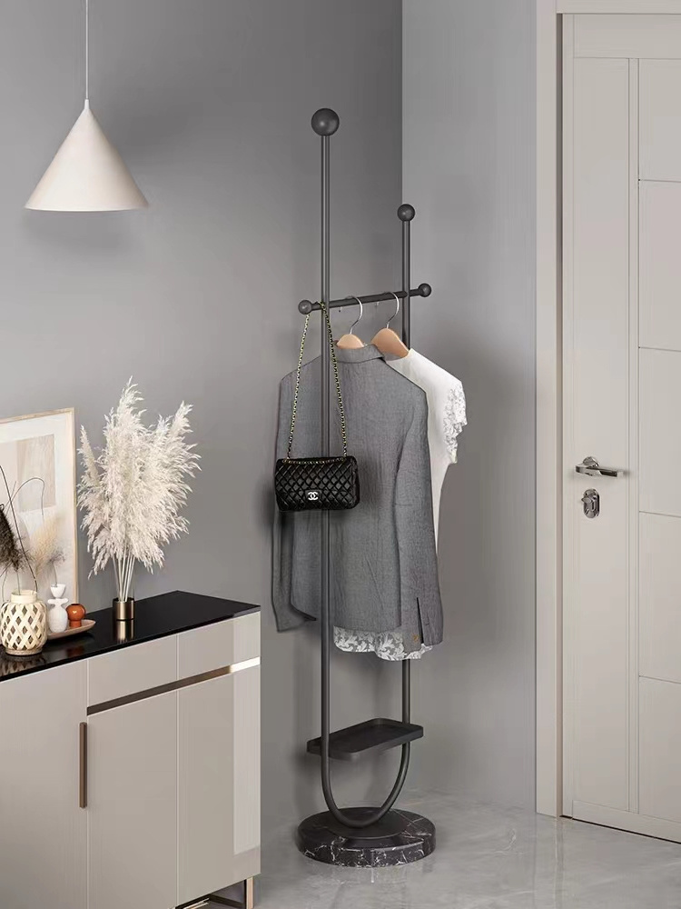 Light Luxury Clothes Hanger Floor to Floor Bedroom Household Simple Room Clothes Storage Net Red Space Free Metal Hanger