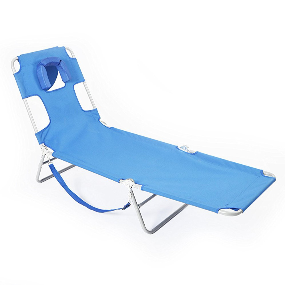 Folding Chaise reading book Chair Outdoor Patio Beach Camping Recliner Bed Lounge lounger with face hole