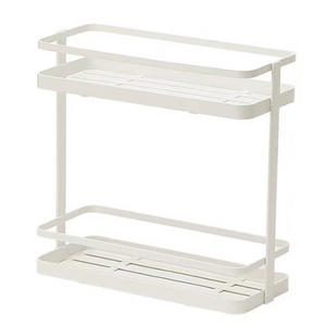 Adjustable height 2-layer seasoning tableware metal storage rack, kitchen rack storage cabinet