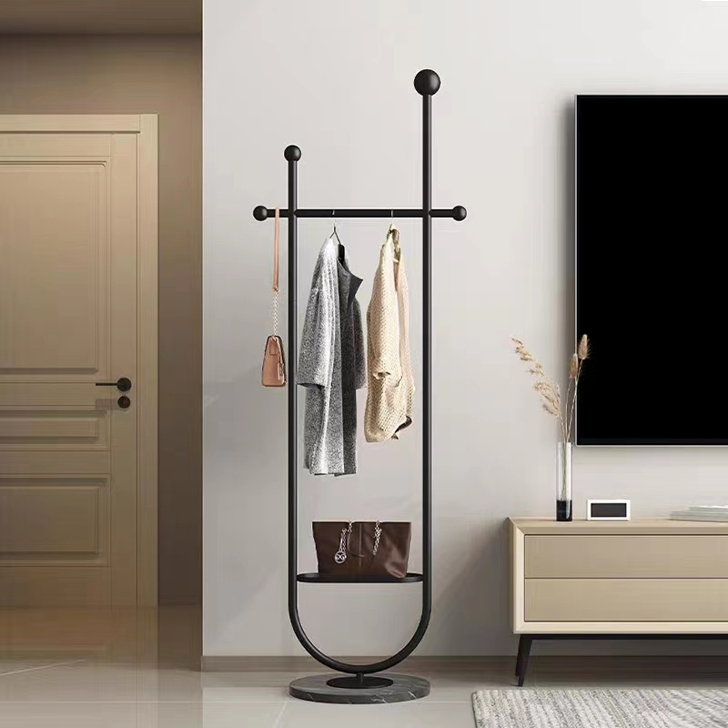 Light Luxury Clothes Hanger Floor to Floor Bedroom Household Simple Room Clothes Storage Net Red Space Free Metal Hanger