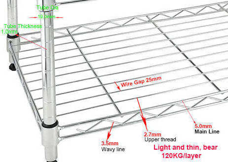 Multi-tier Commercial Chrome Wire Shelving Wire Mesh Shelving Rack Mesh Display Shelve