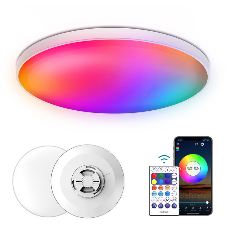 30W ultra thin smart WiFi rgbcw ceiling lamp remote control app Alexa Google Home Voice Control rgb led ceiling light