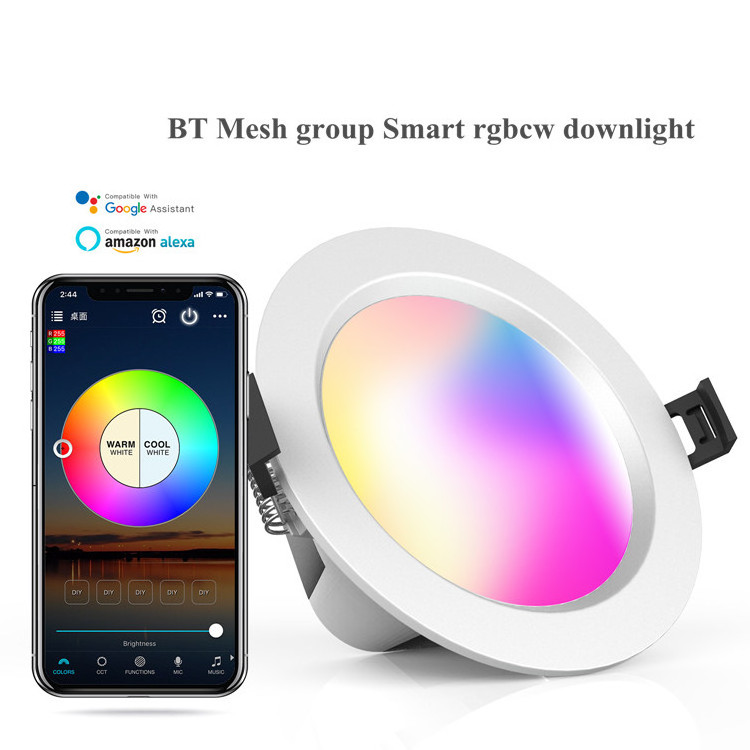 Wholesale custom RGBCW recessed wifi led downlight dimmable voice control phone APP RGB smart downlight