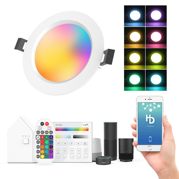 Wholesale custom RGBCW recessed wifi led downlight dimmable voice control phone APP RGB smart downlight