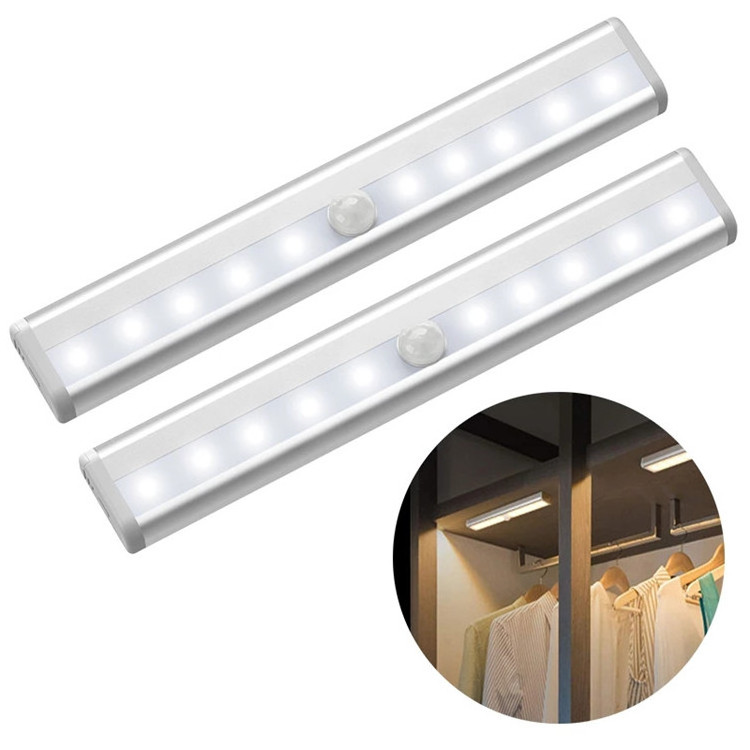 6 10 LEDs PIR Motion Sensor Light Cupboard Wardrobe Bed Lamp LED Under Cabinet Night Light For Closet Stairs Kitchen