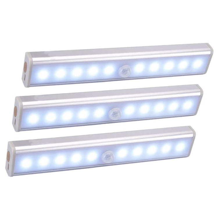 6 10 LEDs PIR Motion Sensor Light Cupboard Wardrobe Bed Lamp LED Under Cabinet Night Light For Closet Stairs Kitchen