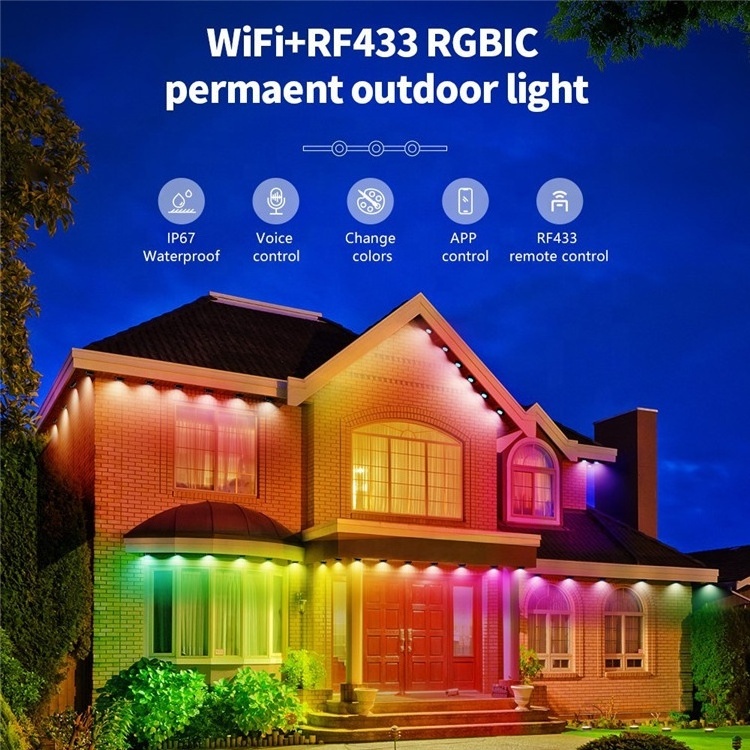 Wholesale Outdoor IP67 Waterproof Christmas Decoration wifi Smart APP remote control RGB Eave Light rgbw led pixel point