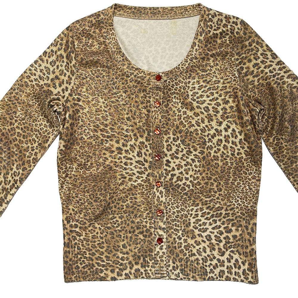 High Quality Leopard Print Long-Sleeved Knitted Women Cardigan Casual Loose Women Sweater