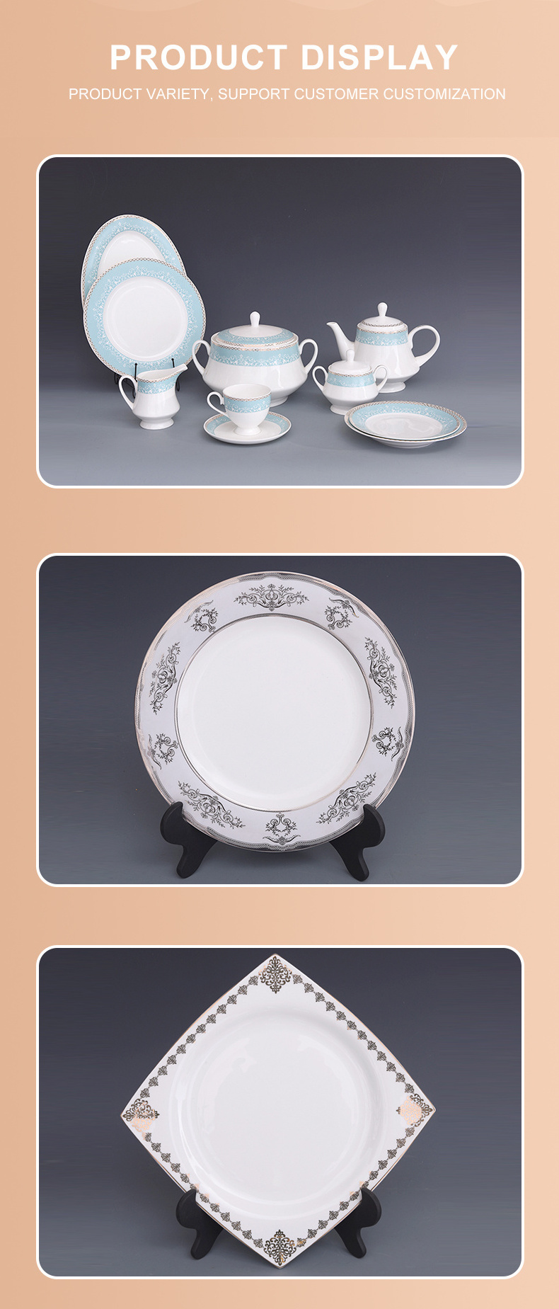 High Quality Porcelain Ceremony Ceramics Plates Dinnerware Dinner Set Tableware Crockery Dinner Sets