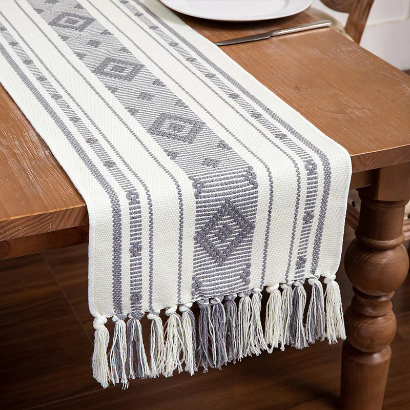 jacquard cotton hemp Table Flag Tablecloth Table MATS Handmade  woven table runner