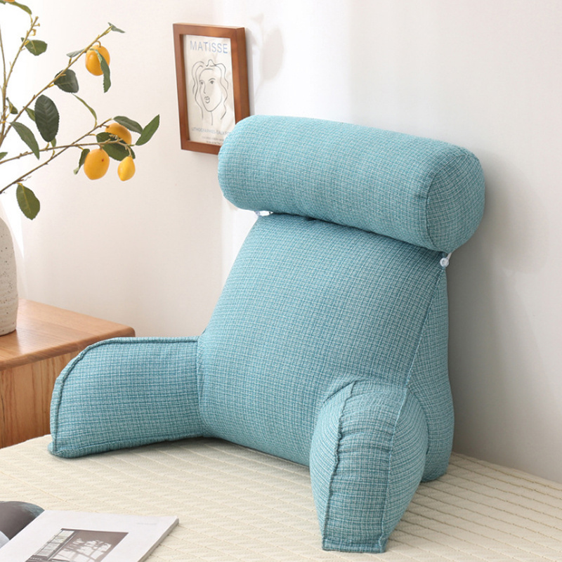 Plush Memory Foam Fill  Big Backrest Reading Bed Rest Pillow with Arms