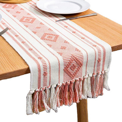 jacquard cotton hemp Table Flag Tablecloth Table MATS Handmade  woven table runner