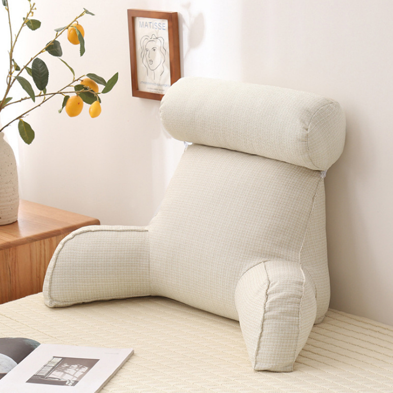 Plush Memory Foam Fill  Big Backrest Reading Bed Rest Pillow with Arms