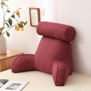 Plush Memory Foam Fill  Big Backrest Reading Bed Rest Pillow with Arms