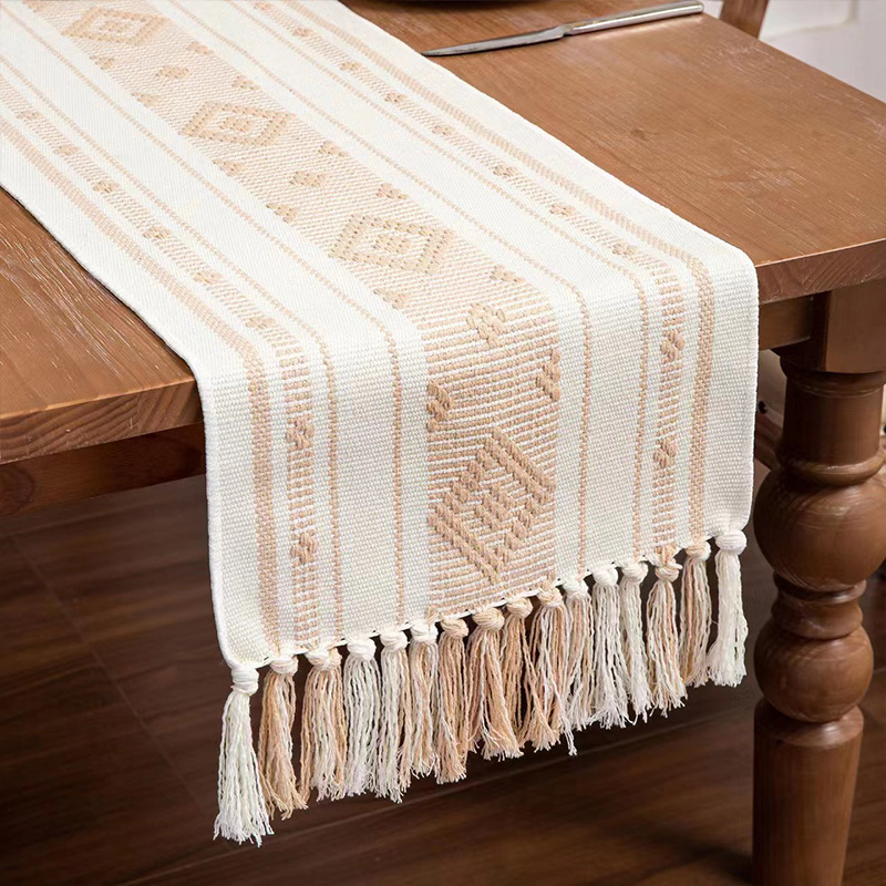 jacquard cotton hemp Table Flag Tablecloth Table MATS Handmade  woven table runner