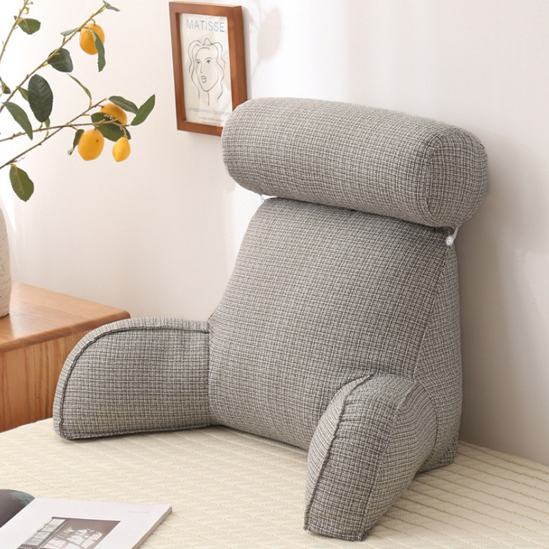 Plush Memory Foam Fill  Big Backrest Reading Bed Rest Pillow with Arms