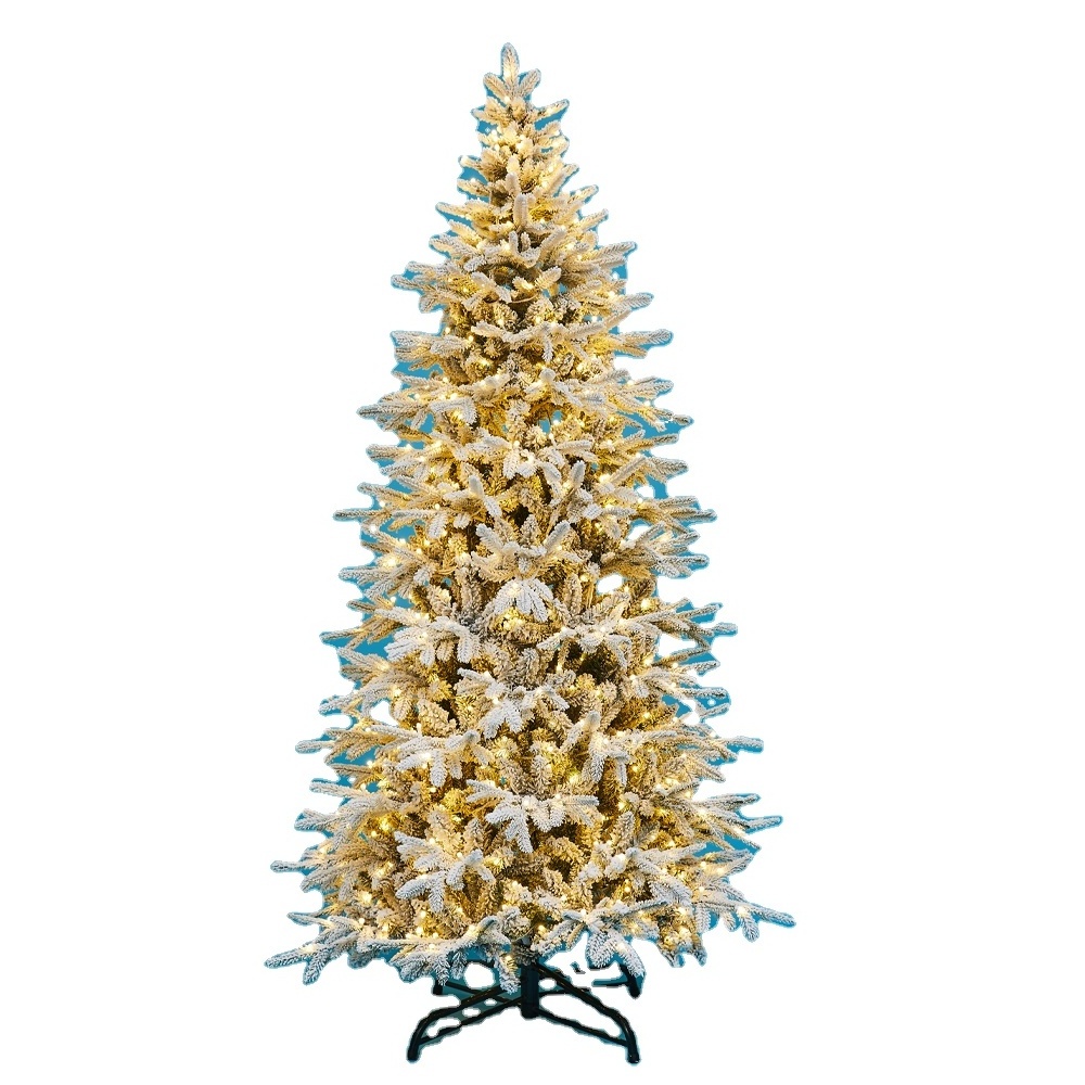 Duoyou Custom Wholesale PVC 1.5m 3m Foldable Large Artificial Flocked Snow Tree Christmas Tree