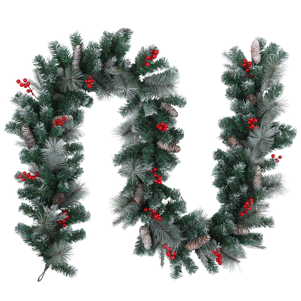 Duoyou Factory Custom Eco-Friendly PVC Plastic Pine Mixed Artificial Snow Flocked Christmas Garland