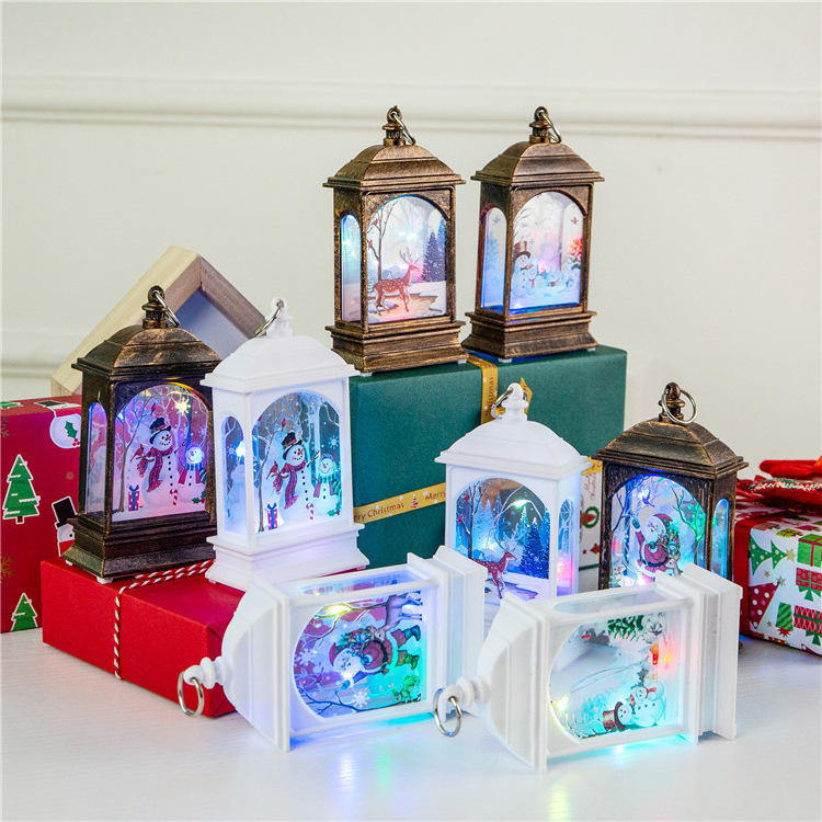 Wholesale Home Christmas decoration wind lantern LED candlestick lamp Santa Claus snowman elk night light Christmas ornaments