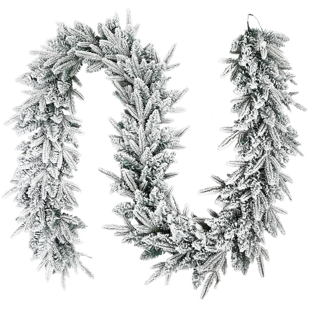 Duoyou Factory Custom Eco-Friendly PVC Plastic Pine Mixed Artificial Snow Flocked Christmas Garland