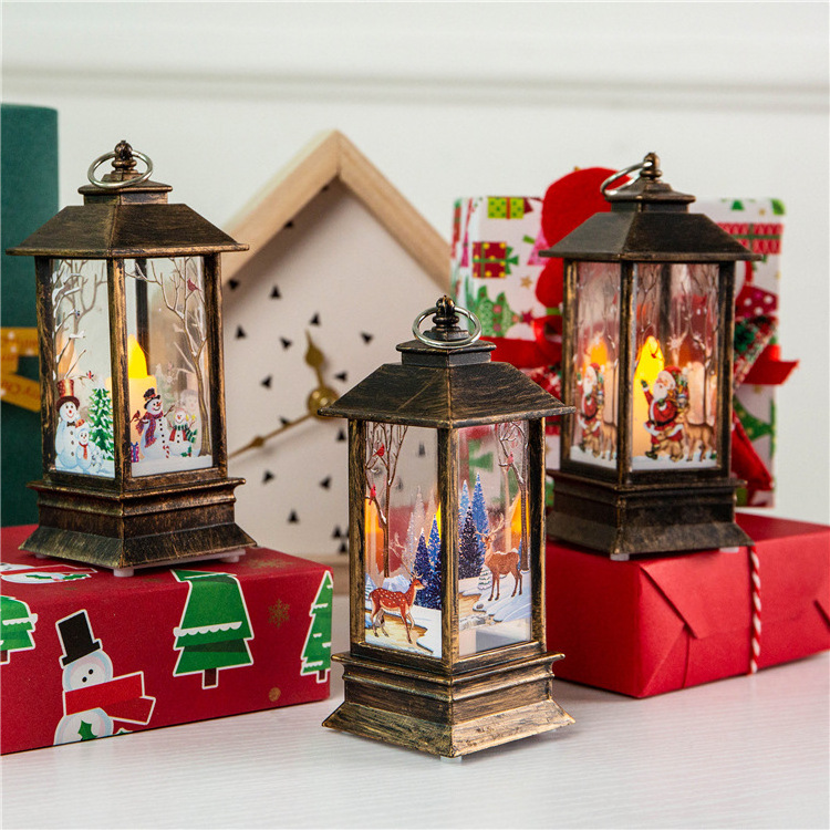 Wholesale Home Christmas decoration wind lantern LED candlestick lamp Santa Claus snowman elk night light Christmas ornaments