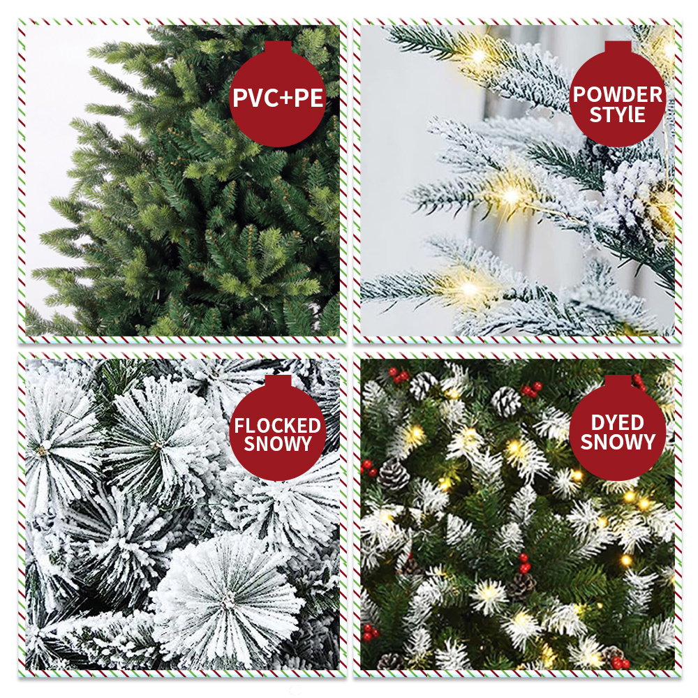 Duoyou Home Holiday Decoration Craft Xmas Flowers Artificial Snow Flocked Christmas Tree