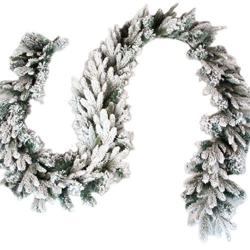 Duoyou Factory Custom Eco-Friendly PVC Plastic Pine Mixed Artificial Snow Flocked Christmas Garland