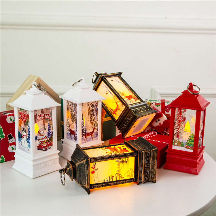 Wholesale Home Christmas decoration wind lantern LED candlestick lamp Santa Claus snowman elk night light Christmas ornaments