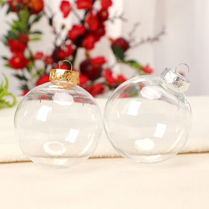 Custom Christmas Tree Decoration Supplies Transparent Clear Christmas Plastic Ball Built-In Christmas Ball Ornaments