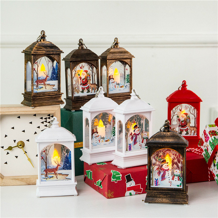 Wholesale Home Christmas decoration wind lantern LED candlestick lamp Santa Claus snowman elk night light Christmas ornaments