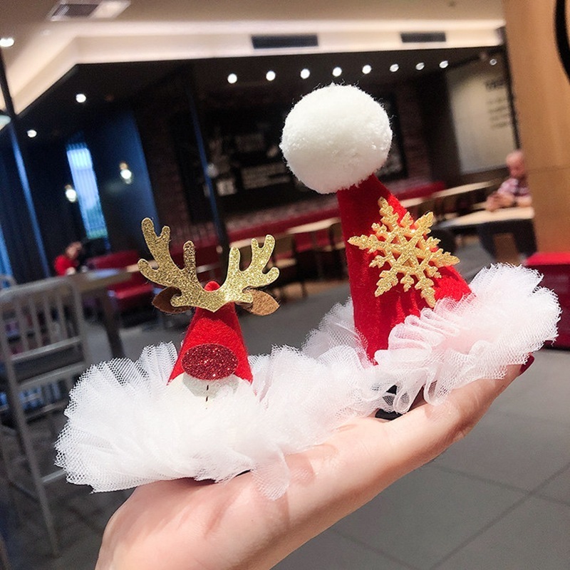 NEW Santa Claus Hat Hairpin Delicacy Hair Clip For Kids Mini Hat Bobby Pin Gift Red Riding Hood Christmas Costume Christmas Gift